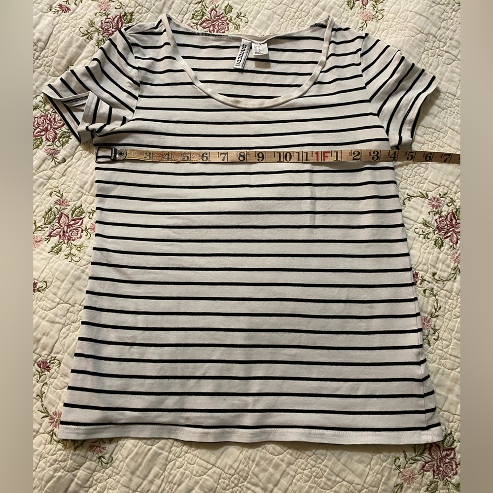 3/ $20 H&M Divided Striped Black and White Stretch Tee